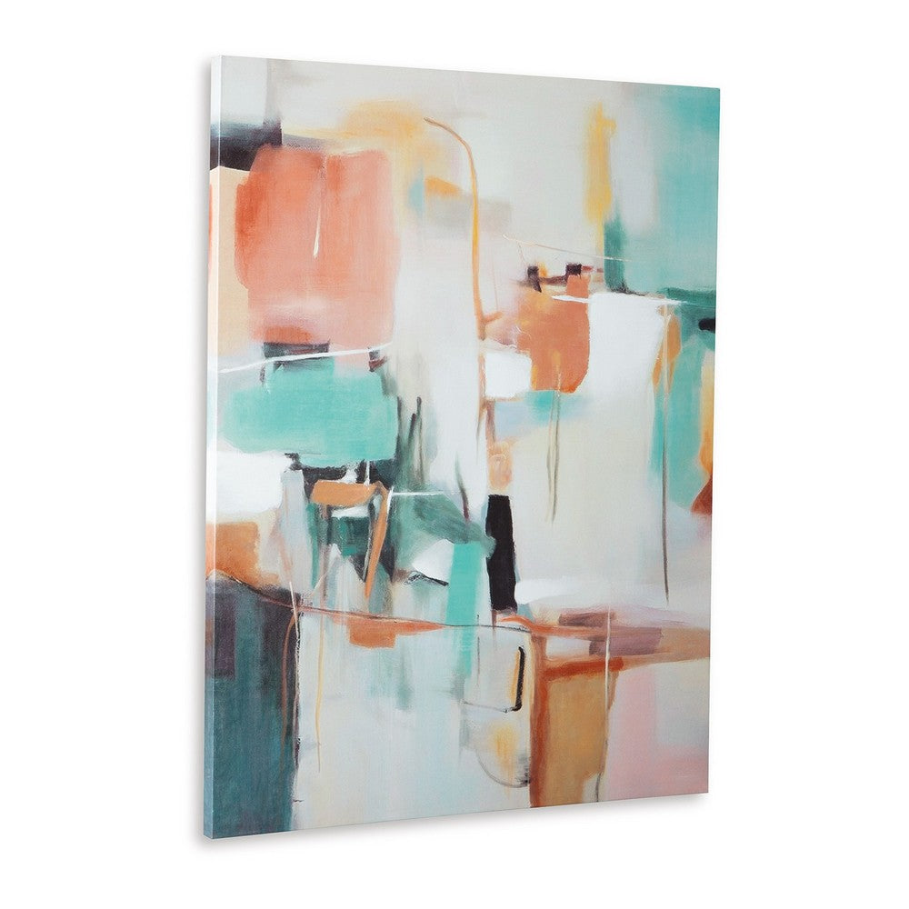 Zylo Abstract Wall Art, 36x47, Multi-Colored Hand Painted Canvas -BM332893