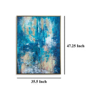 Xyra Abstract Wall Art, 36x47, Teal Blue Gold Hand Painted Canvas -BM332894