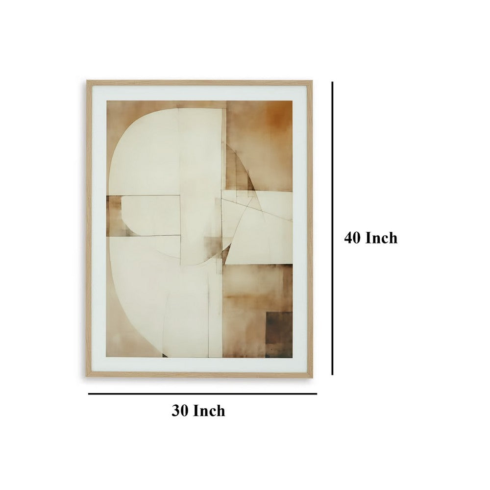 Cril Wall Art, 30x40, Acrylic Front, Framed Brown, Tan, White Print -BM332900
