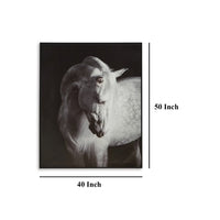 Arc Horse Silhouette Wall Art Painting, 40x50, Black and White Canvas -BM332901