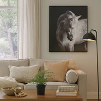 Arc Horse Silhouette Wall Art Painting, 40x50, Black and White Canvas -BM332901