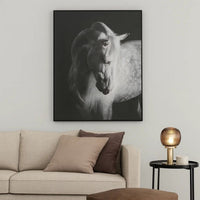 Arc Horse Silhouette Wall Art Painting, 40x50, Black and White Canvas -BM332901