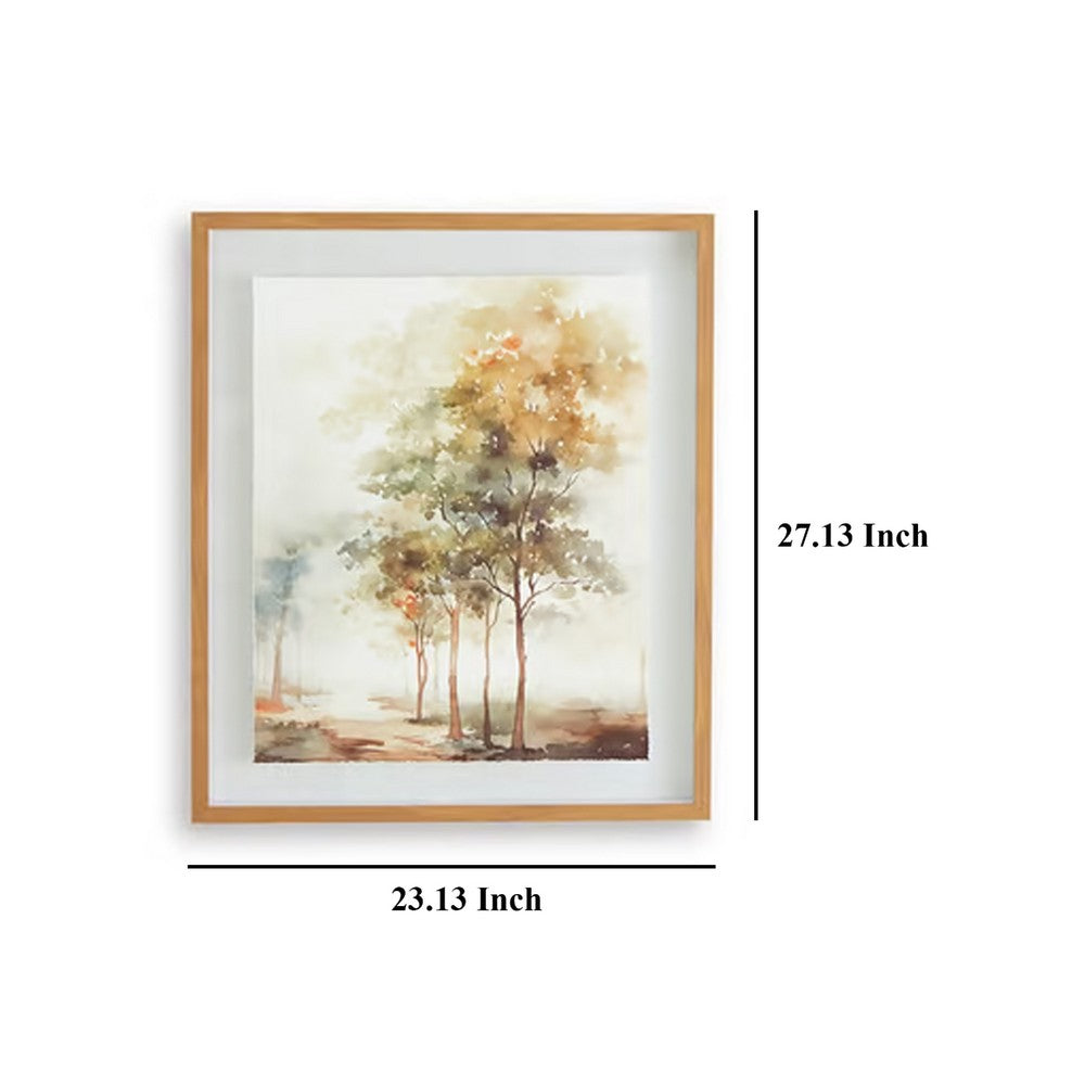 Foryn 4 Piece Wall Art Set, 23x27, Spring Trees Print w Brown Frame -BM332903