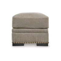 Golo Accent Ottoman, 43 Inch, Taupe Gray Polyester, Nailhead Trim -BM332934