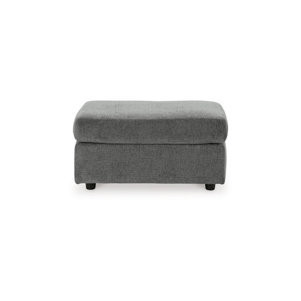 Ratty Ottoman, 33 Inch Rectangular, Plush Cushioned Gray Polyester -BM332941