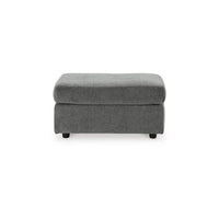 Ratty Ottoman, 33 Inch Rectangular, Plush Cushioned Gray Polyester -BM332941