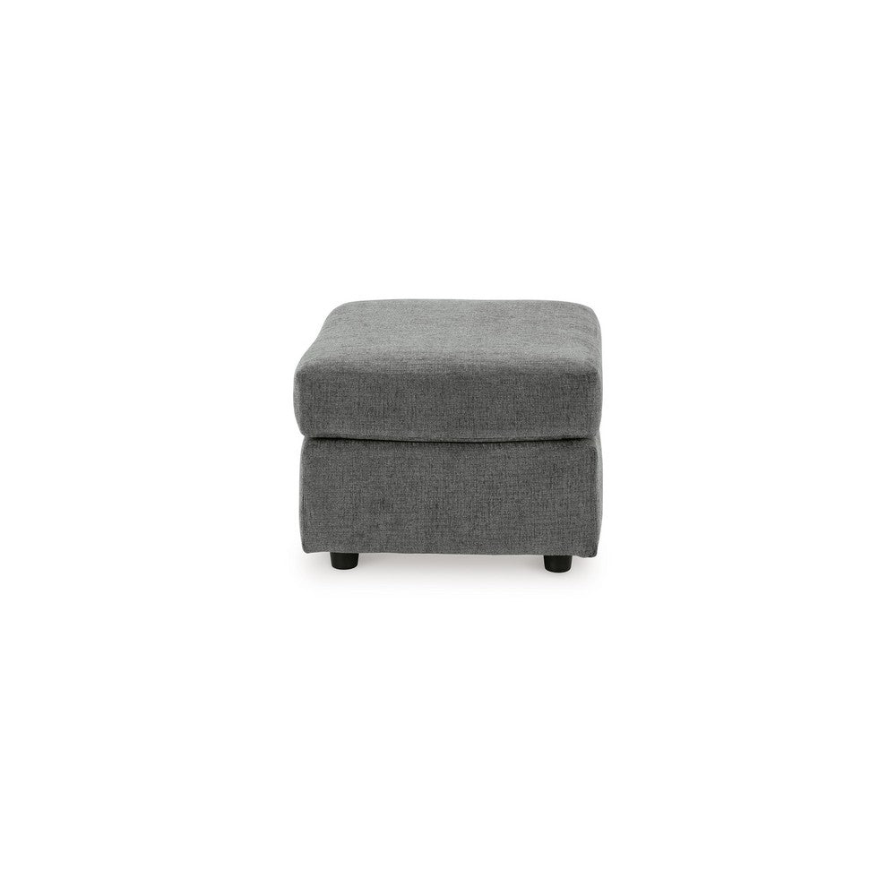 Ratty Ottoman, 33 Inch Rectangular, Plush Cushioned Gray Polyester -BM332941