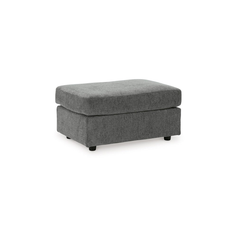 Ratty Ottoman, 33 Inch Rectangular, Plush Cushioned Gray Polyester -BM332941