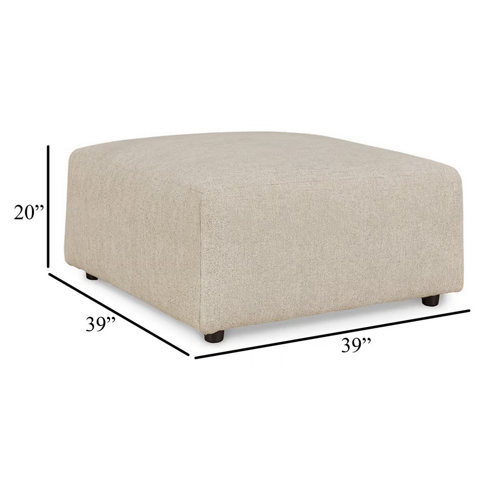 Felo Square Accent Ottoman, 39 Inch Modern Beige Polyester Cushioned -BM332949