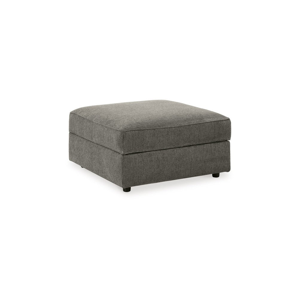 Fola Square Accent Ottoman, 37 Inch Gray, Cupholders with Storage -BM332950