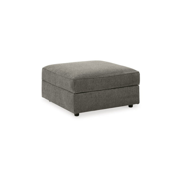 Fola Square Accent Ottoman, 37 Inch Gray, Cupholders with Storage -BM332950