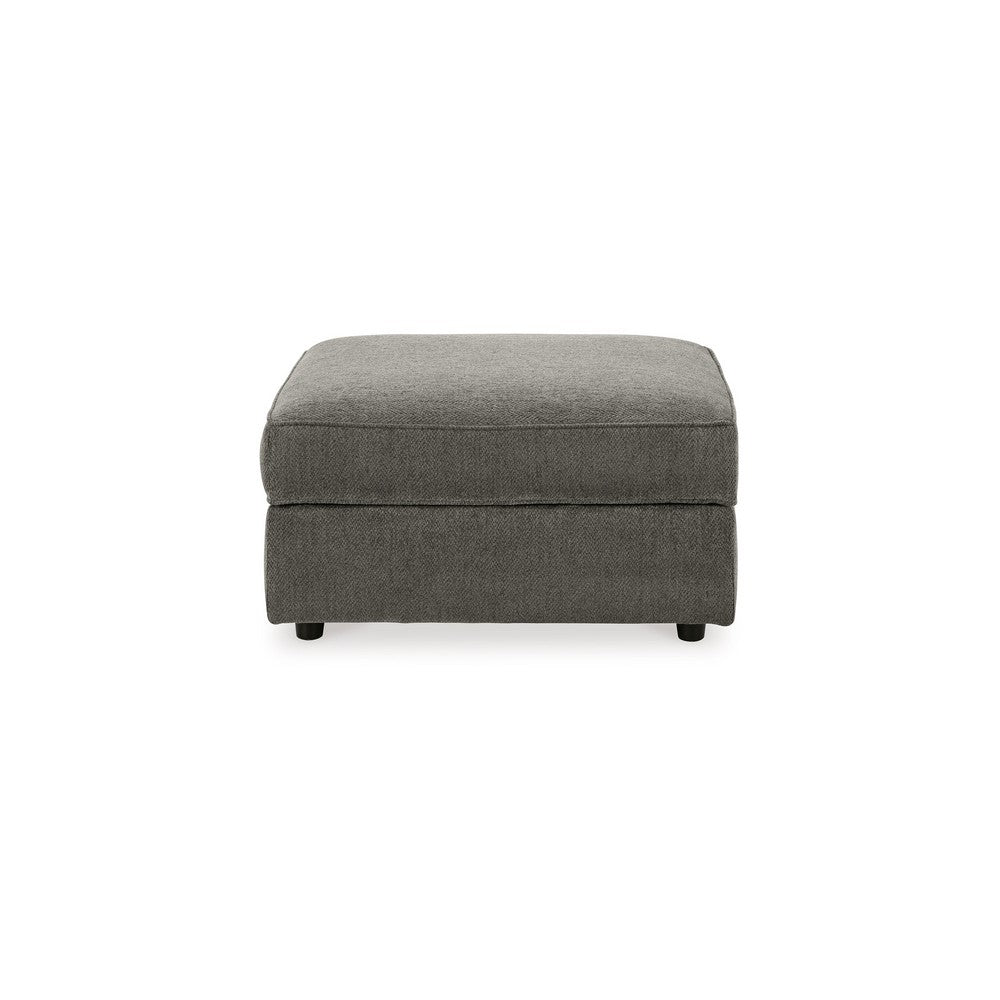 Fola Square Accent Ottoman, 37 Inch Gray, Cupholders with Storage -BM332950