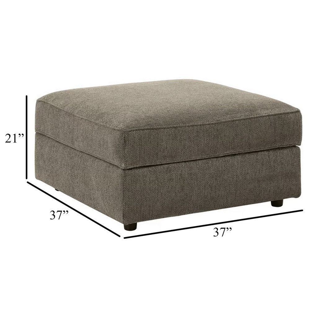 Fola Square Accent Ottoman, 37 Inch Gray, Cupholders with Storage -BM332950
