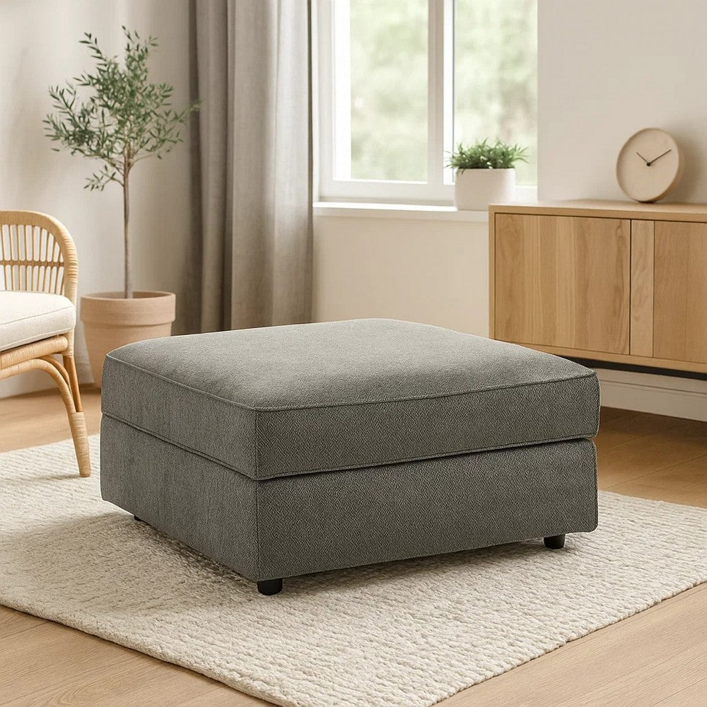 Fola Square Accent Ottoman, 37 Inch Gray, Cupholders with Storage -BM332950