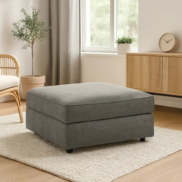 Fola Square Accent Ottoman, 37 Inch Gray, Cupholders with Storage -BM332950
