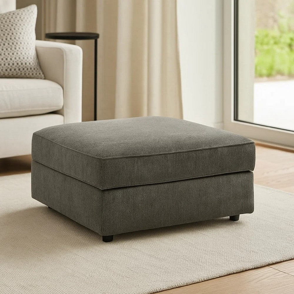 Fola Square Accent Ottoman, 37 Inch Gray, Cupholders with Storage -BM332950