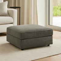 Fola Square Accent Ottoman, 37 Inch Gray, Cupholders with Storage -BM332950