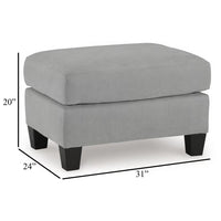 Lebo Accent Ottoman, 31 Inch Rectangular Gray Polyester Cushioned -BM332954