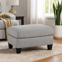 Lebo Accent Ottoman, 31 Inch Rectangular Gray Polyester Cushioned -BM332954