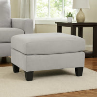 Lebo Accent Ottoman, 31 Inch Rectangular Gray Polyester Cushioned -BM332954