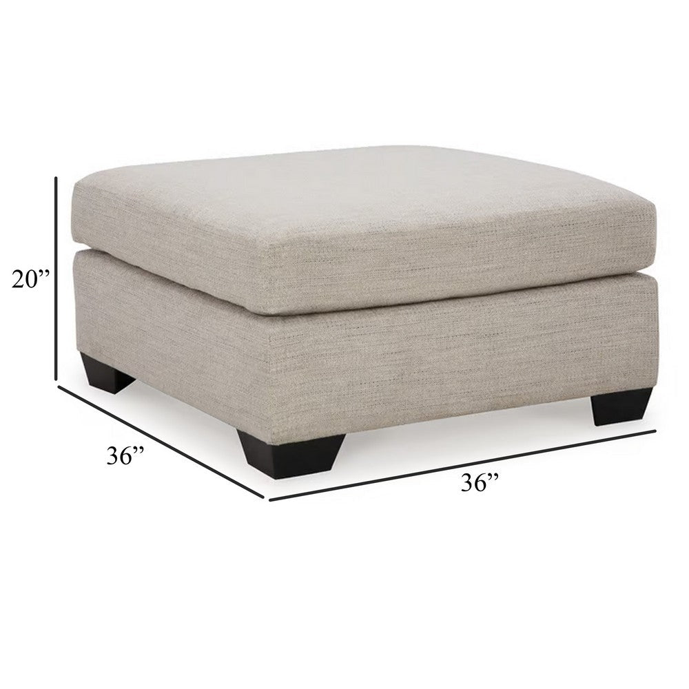 Joey Accent Ottoman, Soft Cushioned Beige Polyester, 36 Inch Square -BM332957