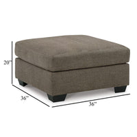 Joey Accent Ottoman, Soft Cushioned Brown Polyester, 36 Inch Square -BM332958