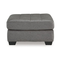 Lairi Accent Ottoman, 36 Inch Square, Button Tufted Gray Faux Leather -BM332959
