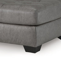 Lairi Accent Ottoman, 36 Inch Square, Button Tufted Gray Faux Leather -BM332959