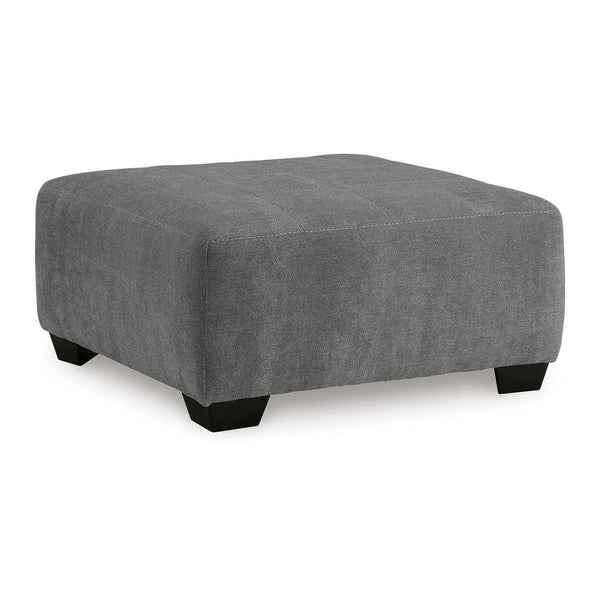 Dili Accent Ottoman, 40 Inch Square, Jumbo Stitched Gray Polyester -BM332960