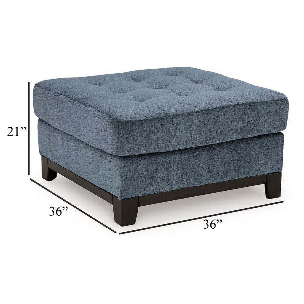 Maxo Accent Ottoman, 36 Inch Square, Soft Tufted Rich Blue Polyester -BM332961