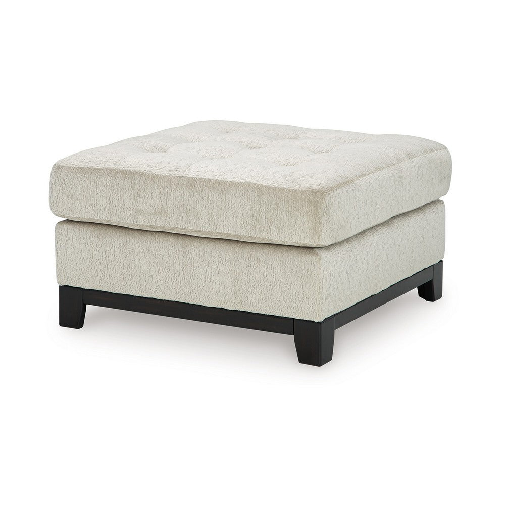 Maxo Accent Ottoman, 36 Inch Square Tufted Seat, Ivory Polyester -BM332964