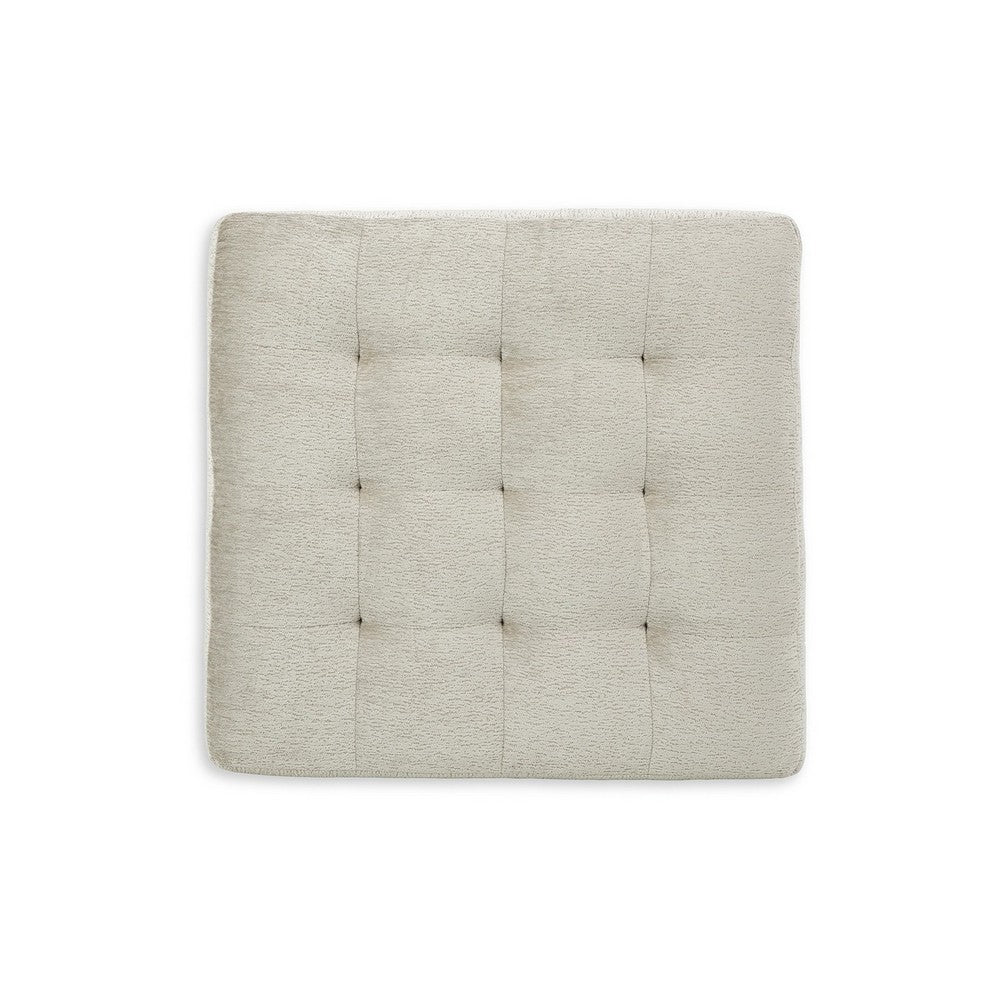 Maxo Accent Ottoman, 36 Inch Square Tufted Seat, Ivory Polyester -BM332964