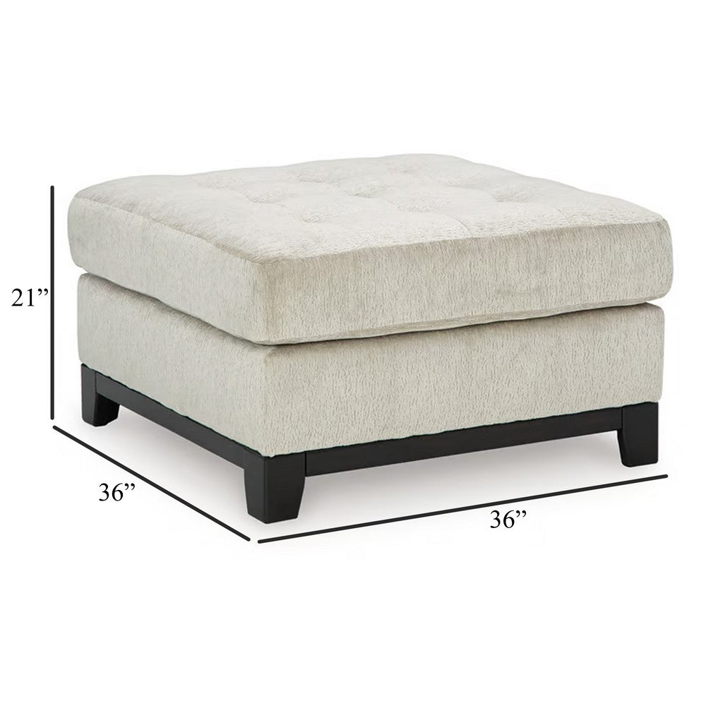Maxo Accent Ottoman, 36 Inch Square Tufted Seat, Ivory Polyester -BM332964