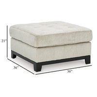 Maxo Accent Ottoman, 36 Inch Square Tufted Seat, Ivory Polyester -BM332964