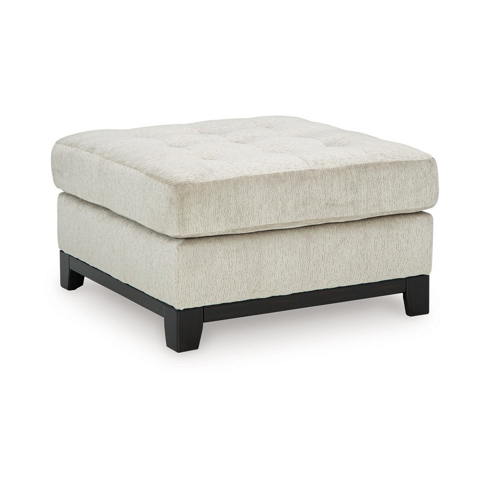 Maxo Accent Ottoman, 36 Inch Square Tufted Seat, Ivory Polyester -BM332964