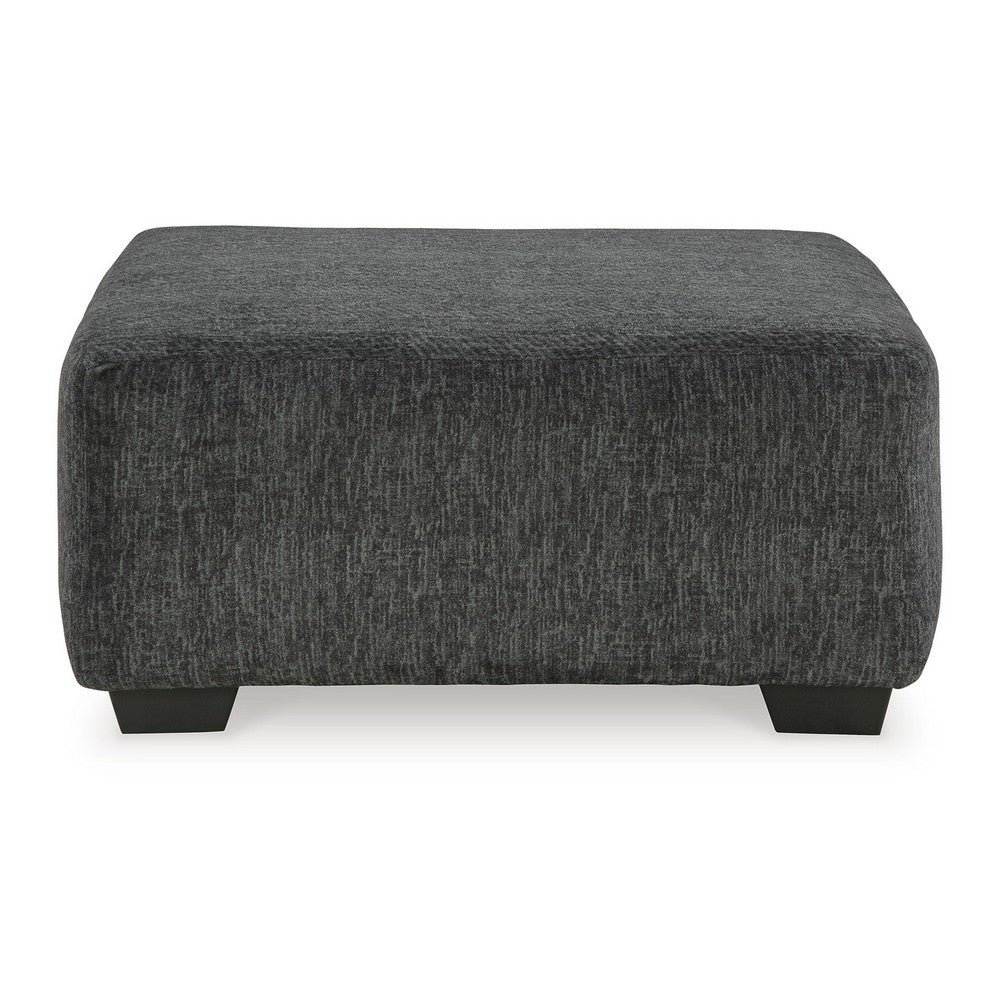 Accent Ottoman, 40 Inch Square Top, Modern Style Dark Gray Polyester -BM332971