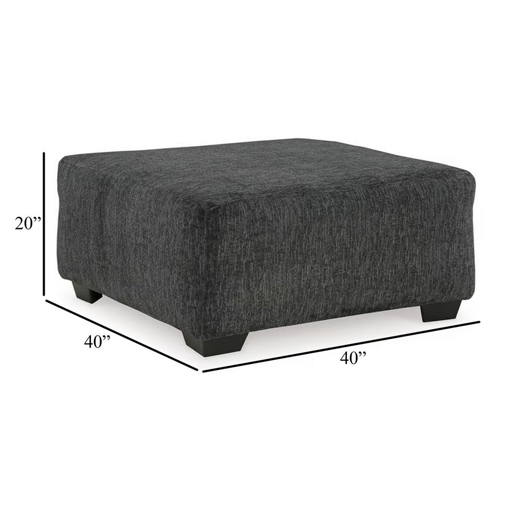 Accent Ottoman, 40 Inch Square Top, Modern Style Dark Gray Polyester -BM332971