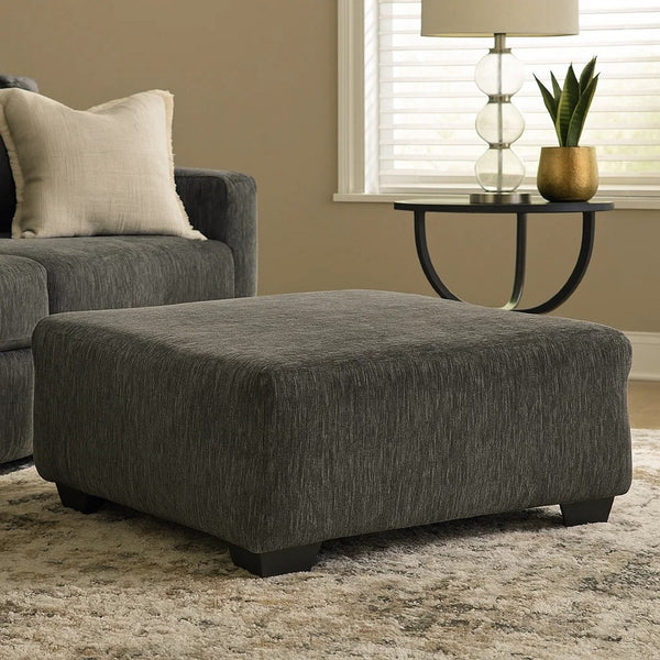 Accent Ottoman, 40 Inch Square Top, Modern Style Dark Gray Polyester -BM332971