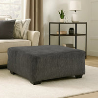 Accent Ottoman, 40 Inch Square Top, Modern Style Dark Gray Polyester -BM332971