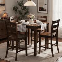 Lasie 5pc Counter Height Dining Table Set w 4 Chairs, Espresso Brown - BM332976