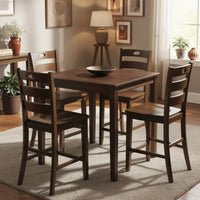 Lasie 5pc Counter Height Dining Table Set w 4 Chairs, Espresso Brown - BM332976
