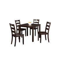 Lasie 5pc Dining Table Set, Square, Espresso Brown Veneer, 4 Chairs - BM332977