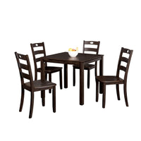Lasie 5pc Dining Table Set, Square, Espresso Brown Veneer, 4 Chairs - BM332977