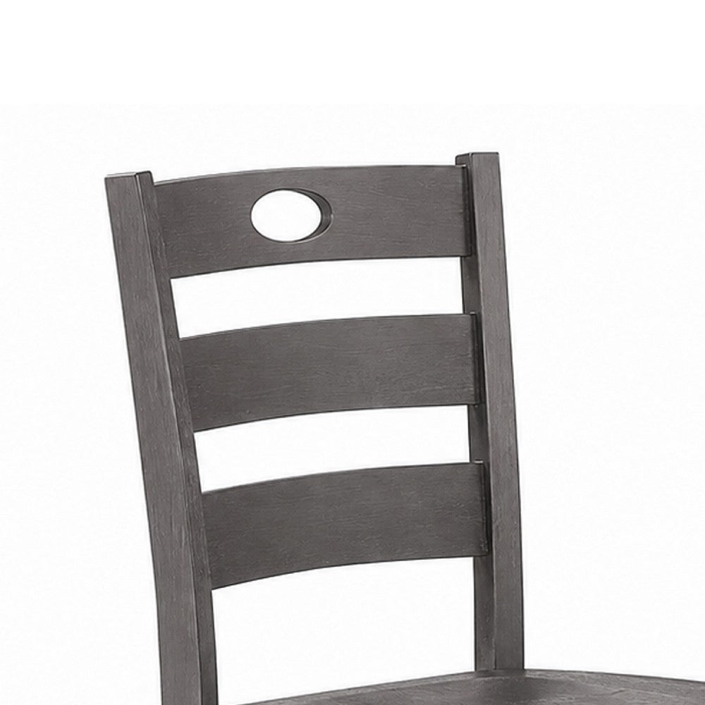 Lasie 5pc Counter Height Dining Table Set, Gray Wood, 4 Slatted Chairs - BM332978