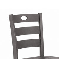 Lasie 5pc Counter Height Dining Table Set, Gray Wood, 4 Slatted Chairs - BM332978