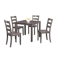 Lasie 5pc Dining Table Set, Square Top, Farmhouse Gray, 4 Slat Chairs - BM332979