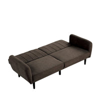 Arz Fold Out Futon Sofa Bed, Dark Brown, Retro Channel Tufted Back -BM332987