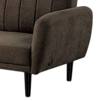 Arz Fold Out Futon Sofa Bed, Dark Brown, Retro Channel Tufted Back -BM332987