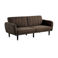 Arz Fold Out Futon Sofa Bed, Dark Brown, Retro Channel Tufted Back -BM332987