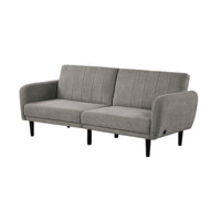 Arz Fold Out Futon Sofa Bed, Light Gray, Retro Channel Tufted Back -BM332988